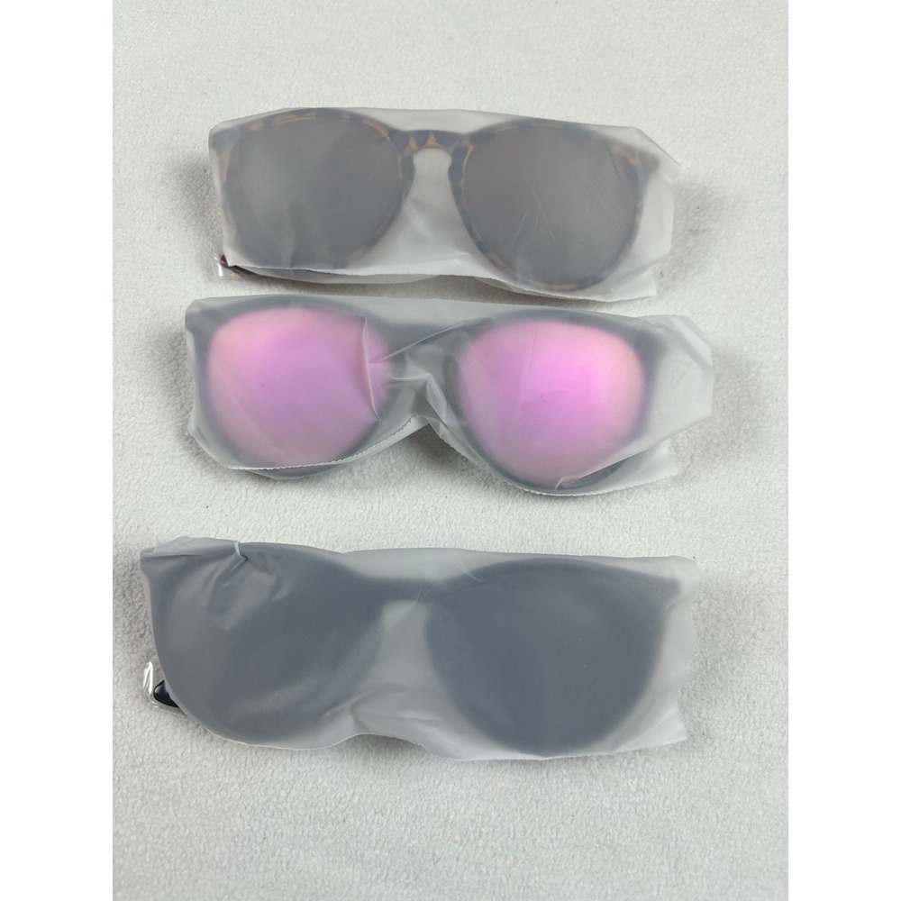Lot of 3 Sunglasses and Glasses Tortoise Pink Mirrored Black Round Square Frames